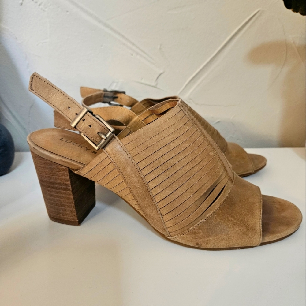 Luck Brand Strappy Heeled Leather Sandal